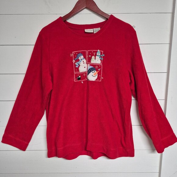 White Stag Tops - Vintage Ladies Red Christmas Snowman Sweatshirt XL White Stag Winter Holiday Top